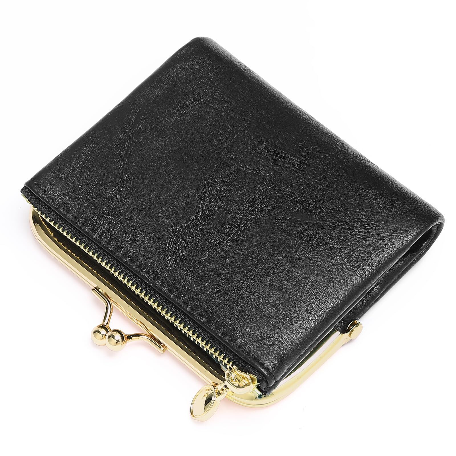 2885 Leather Wallet & Rfid Blocking Bifold With Zipper And Kiss Lock